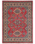 5x7 Red Kuba Afghan Hand Knotted Wool Area Rug